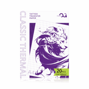 Tattoo transfer paper package with lion illustration, 20 sheets, A4 size.
