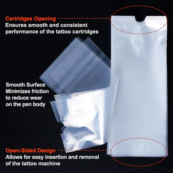 Tattoo machine cartridge covers with smooth surface and open-sided design for easy use.