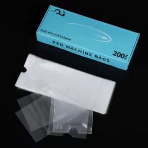 Box of 200 pen machine bags with individual bags displayed.