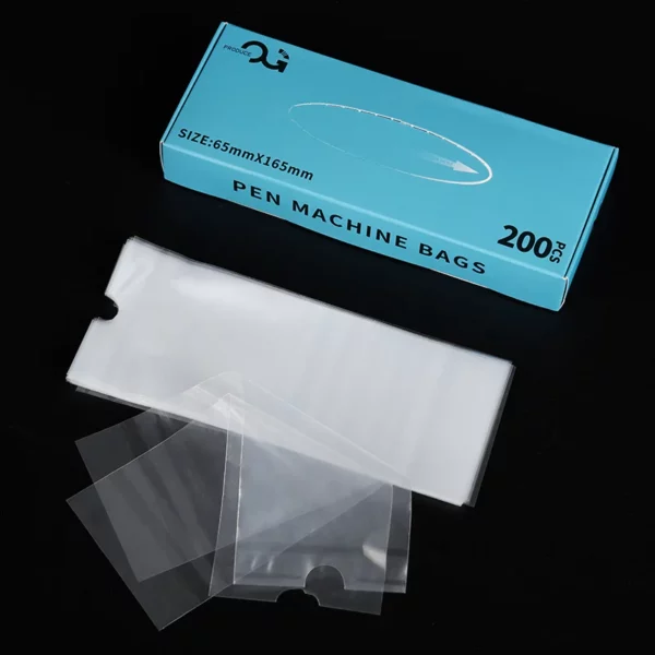 Box of 200 pen machine bags with individual bags displayed.