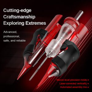 Red and black precision tool with text about craftsmanship and reliability.